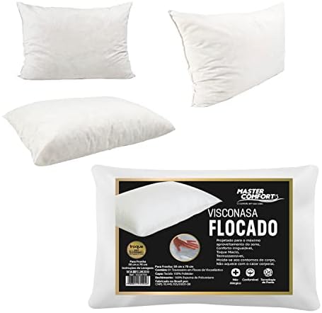 Travesseiro Viscoelástico Flocado Para Fronhas 50x70 Alto