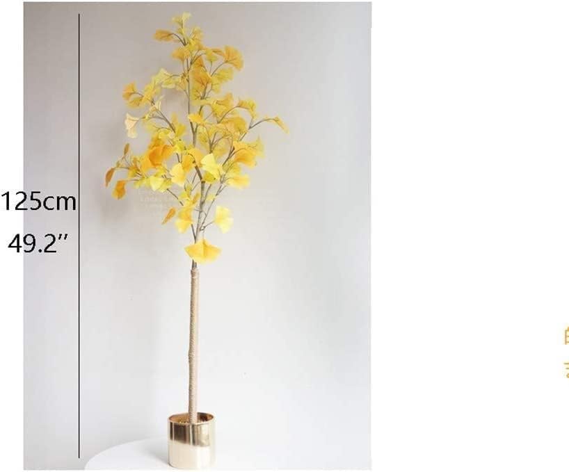 Miniatura 3 de Ryakos Árbol artificial para interiores, árbol artificial de simulación de árbol de ginkgo, estilo nórdico, decoración de suelo de sala de estar