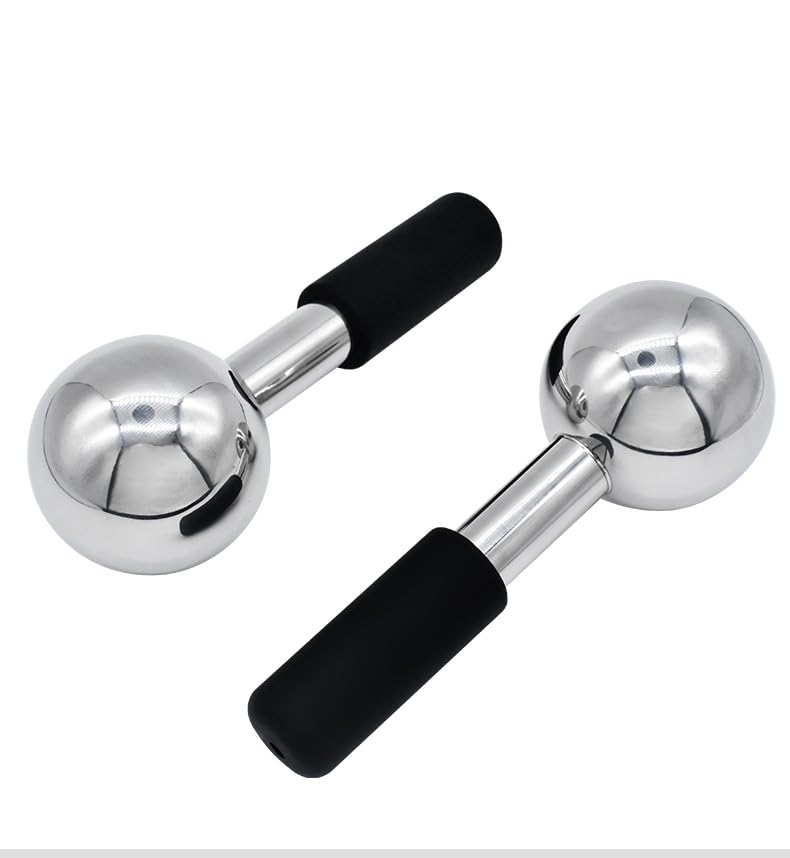 Betyura Ice Globes for Face & Eyes – Unbreakable Stainless Steel Cooling Cryo Sticks, Hot & Cold Facial Roller for Puffiness, Dark Circles & Daily Skincare（Black）