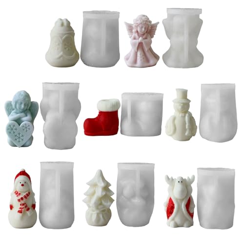 Moldes de silicona para jabón, serie navideña, resina epoxi, manualidades, textura de silicona flexible, suministros para manualidades
