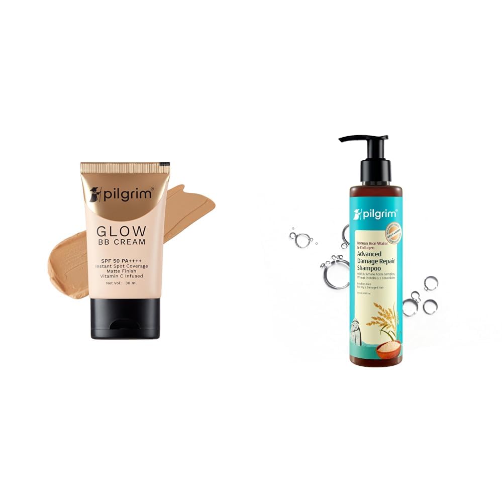 Pilgrim Honey Glow 3-In-1 Natural Bb Cream Medium Coverage For All Skin Types Spf 50 Pa++++ With Niacin & Korean Rice Water & Collagen Advanced Damage Repair Shampoo - 200ml-image-34