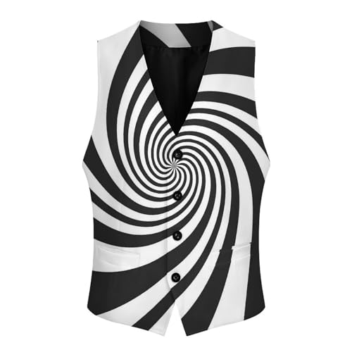 Psychedelic Spiral with Swirl Men's Suit Vest Slim Fit V-Ncek Waistcoat Business Casual Vest4