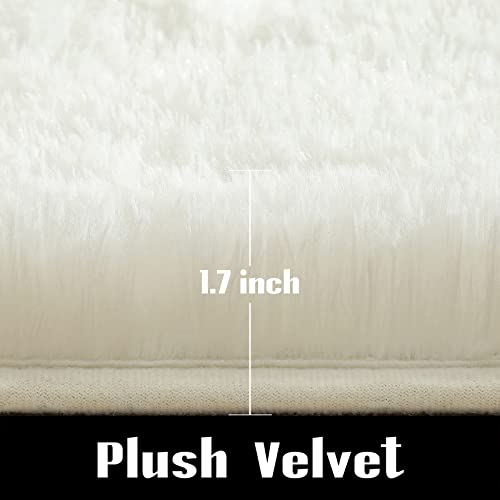 Jelymark Super Soft Shaggy Rug For Bedroom, 5X8 Feet Fluffy Carpet For Living Room, Fuzzy Indoor Plush Area Rug For Home Decor, Furry Floor Rugs For Dorm, Kids Nursery Rug For Girls, Cream White #TOP6