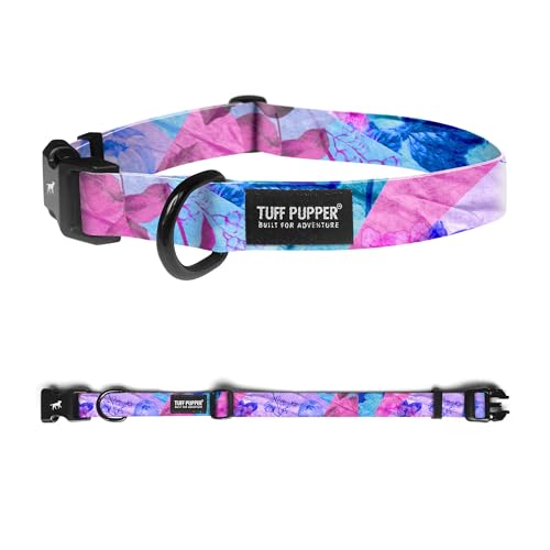 Image of Tuff Pupper Premium Adjustable Dog Collar for Medium Boy & Girl Dogs, Stylish Pattern Collars Designed in USA, Quick Release Buckle, PurpleHaze Print, Medium (1 Inch Wide x 13-18 Inch Neck)