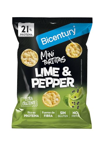 Bicentury Mini Tortitas de Lentejas sabor Lime & Pepper. Altas en proteína. Ideales entre horas (60g)