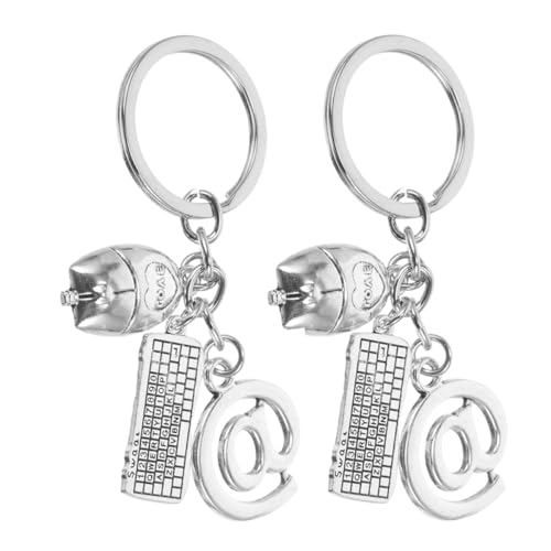 Mikikit Llaveros de Computadora 2 Piezas, Colgantes de Aleación de Zinc Duradera Diseño de Teclado y Ratón, Accesorios para Mochila y Bolso, Obsequio Temático para Amantes Tecnología
