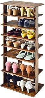 CASART 7-Tier Shoe Rack, Shoe Storage Organizer Stand Shelf, Detachable Board Multiple Layers, Vertical Shoe Tower for Narrow Closet, Entryway, Hallway and Bedroom (45 x 26 x 110cm, Coffee)
