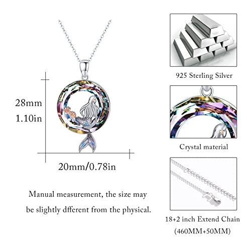 Aoveao Mermaid Necklaces For Women Sterling Silver With Purple Circle Crystal Pendant Necklace Mermaid Starfish Choker Dainty Nautical Jewelry Birthday Gift For Girls Friend Daughter #TOP3