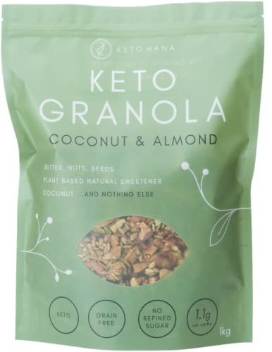 Keto Hana Coconut & Almond Keto Granola Original Butter Keto Diet Grain Free No Refined Sugars Gluten Free 1.1g Net Carbs Breakfast Cereal - Bulk, Family Pack 1kg/2.2lbs