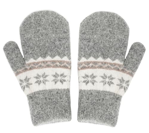 Kids-Winter-Knit-Mittens Boys-Girls Outdoor-Warm-Soft Snowflakes-Gloves Stretchy for 5-10Years Kids