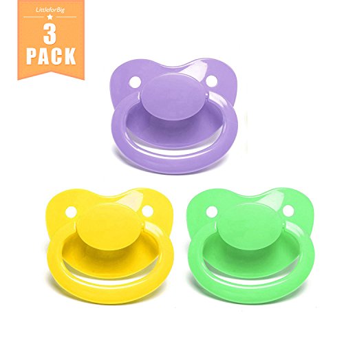 Littleforbig Adult Sized Pacifier Dummy for Adult Baby ABDL BigShield Three Paci Pack-Lightpurple, Yellow, MintGreen Littleforbig Adult Sized Pacifier Dummy for Adult Baby ABDL BigShield Three Paci Pack-Lightpurple, Yellow, MintGreen