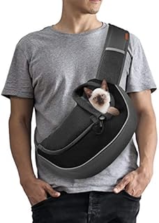 FDJASGY Pet Sling Carrier for Small Dogs Cats,Breathable Mesh Travelling Hand Free Puppy Backpack with Pouch and Adjustable Strap Carrier