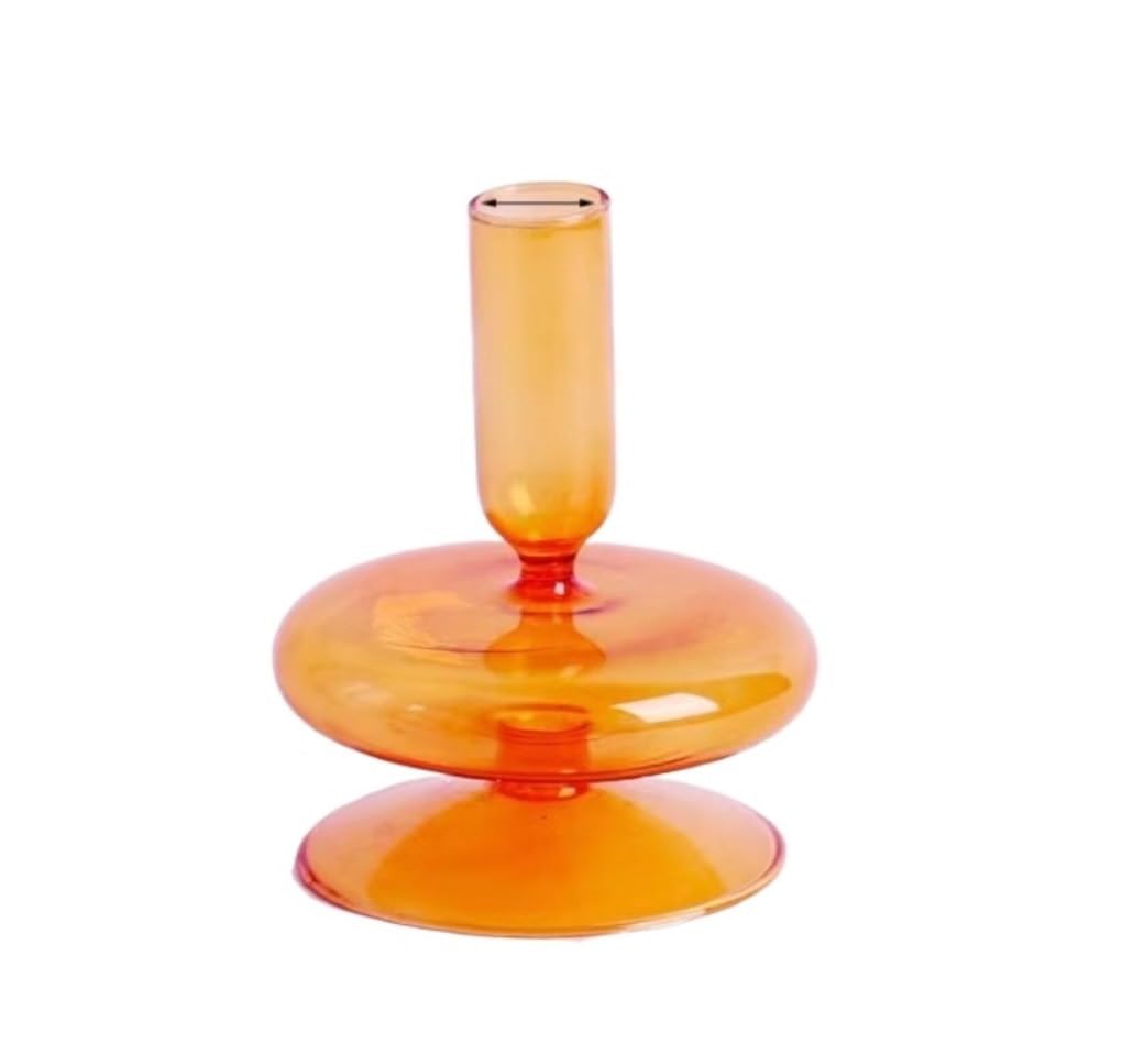 Candle Holder Glass Candle Holder Hand Blown Taper Candles Candlestick Pillar Candelabras Flower Vase Table Decorative(Pink)