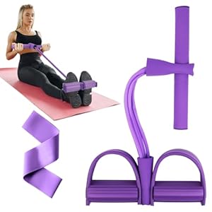 Flintronic Dijbeentrainer, beentrainer, 4 spankabels, sit-up fitnesstrektouw, pedaal, multifunctionele weerstandstraining, buiktrainer en full-body trainer voor fitness, training, yoga, met