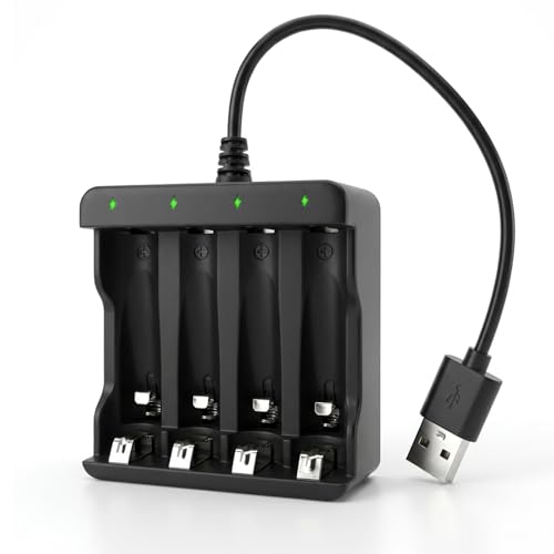 Image of BEVIGOR 4 Bay AA AAA Battery Charger, USB High Speed Independent Slot Charger for NiMH NiCD Rechargeable Batteries, Home Travel Safety Charger with Overheat Protection