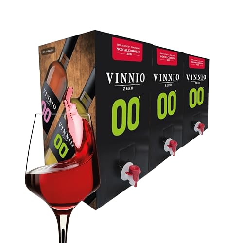 Vino tinto SIN alcohol - Formato Nevera - VINNIO - 0,0 Premium Tinto | 3 Bag in Box de 3 litros- total 9 litros | Equivalente a más de 12 Botellas de 750 | Formato ahorro Formato Nevera