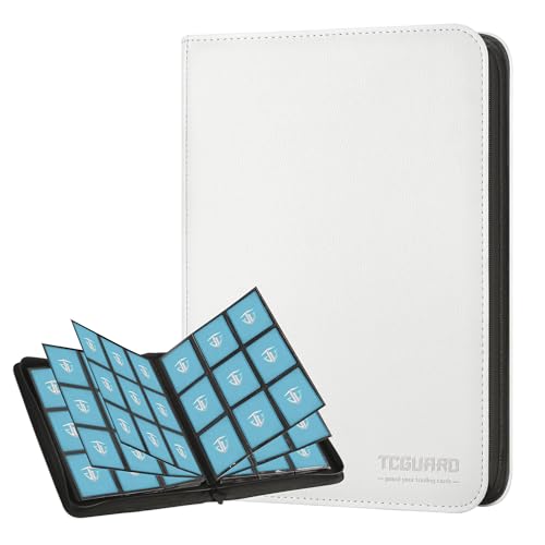 Image of Trading Card Binder, 9 Side Loading Pocket Card Album Hold Up to 540 Cards, Zipper Binder for Cards Collection, TCG Card Holder for Game Card, Sports Card, Yugioh, MTG etc. (White)