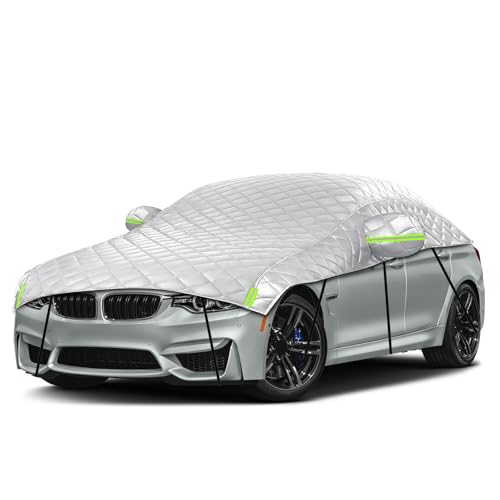 Kistrba Hail Car Cover for Sedan 185-206 Inches Long, 4-Layer Thickened Cotton Fabric Cover Protector, Custom Fit Folding Sun Shade Protection Blocker Windshield Cover