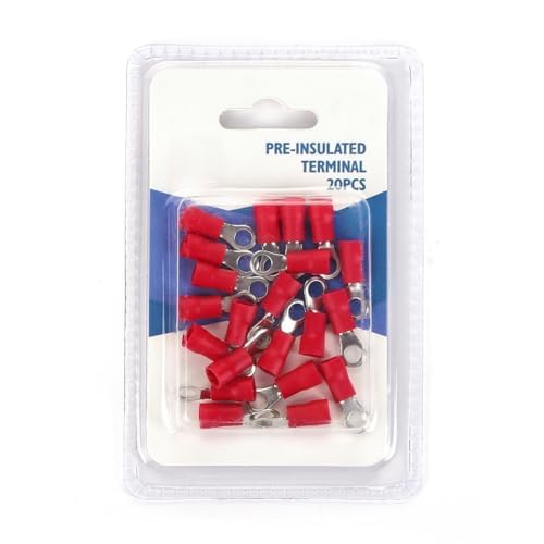 20 x Red Pre-Insulated Terminals RV1.25-4 (Pack of 20)