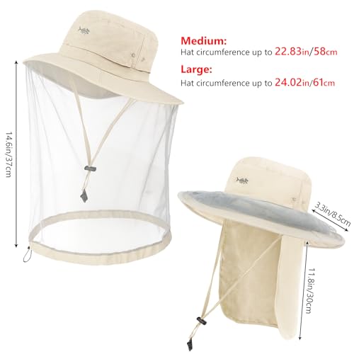 Image of BASSDASH Unisex UPF 50+ Mosquito Net Hat with Neck Flap FH17