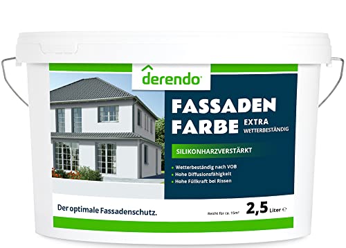 derendo Fassadenfarbe grau 2,5l mit EXTRA hohem Wetterschutz, matte...
