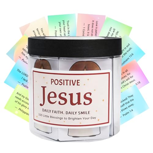 Bible Verse Jar, 100 Inspirational Scripture Cards, Encouraging Christian, Back to School Supplies, Father‘s Day Gifts for Man Woman Teacher, Daughter, Sister, Friends Family Colleagues