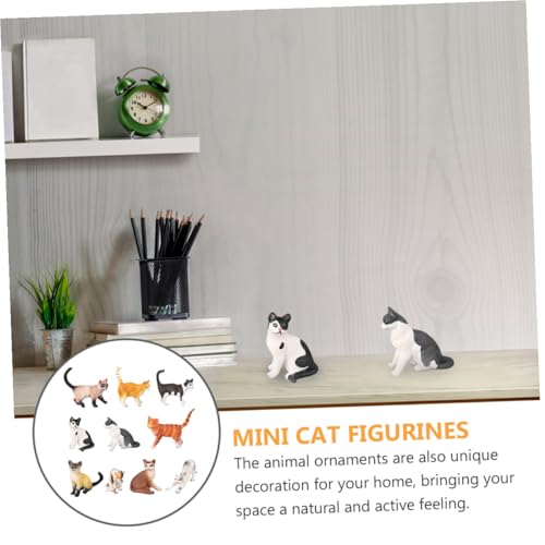 Figurines chat réalistes collection de 10 statuettes décoratives robustes