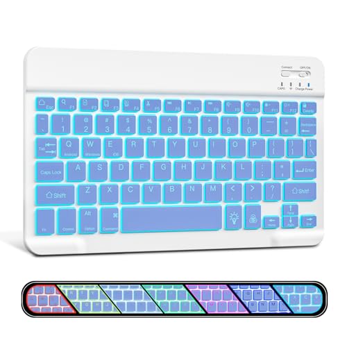 XIWMIX Ultra-Slim Wireless Bluetooth Keyboard-7 Colors Backlit Universal Rechargeable Portable Keyboard for iPad 10th/9th/8th/7th/6th/5th/Pro/Air/Mini,Galaxy Tab More iOS Android Windows Device,Purple