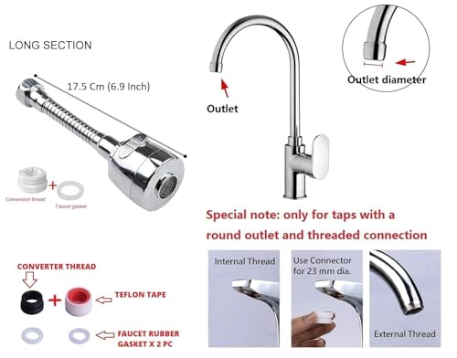Image of 360 Degree Rotating Kitchen Faucet Extender Stainless Steel Tap Aerator Anti Splash Water Saving Nozzle 2 Mode Movable Sink Spray Head Universal Fit for Home Basin Bathroom Washing Cleaning