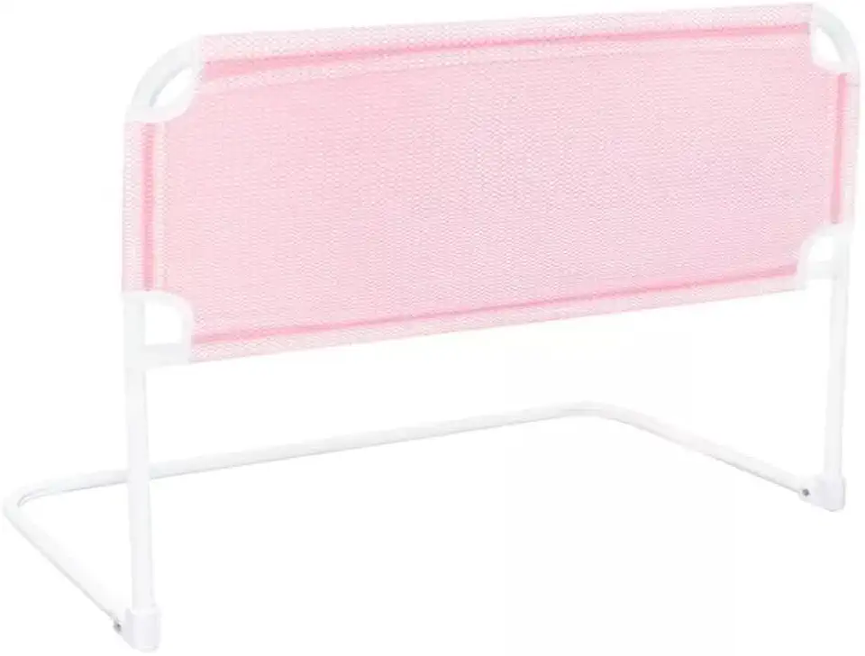 Grade de Cama Alta Reforçada com Tela de Proteção Dobrável e Lavável(ROSA)