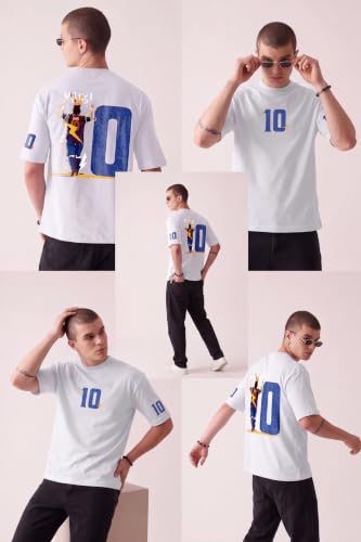 Image of Unisex Cotton Football Graphic Print Oversized Fit T-Shirt