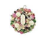 ［ 2025年 mamawreath A お正月飾り］ フラワーリース しめ縄 新年 Mサイズ ギフト 玄関用 プレゼント 永遠の意味 Mサイズ:24cm(直径)×7cm(厚み)) (和ピンク (WR-42-A))