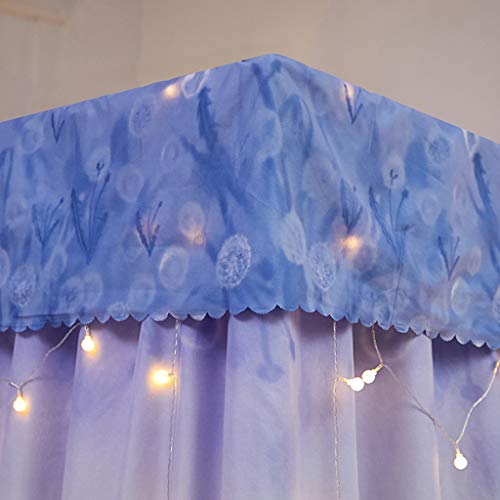 Obokidly Princess 4 Corner Post Bed Curtain Canopy;Windproof Blackout Bed Canopy Mosquito Net Bedroom Decoration For Adults Girls Bed Canopies Child Gift (Blue-Dandelion, King) #TOP5