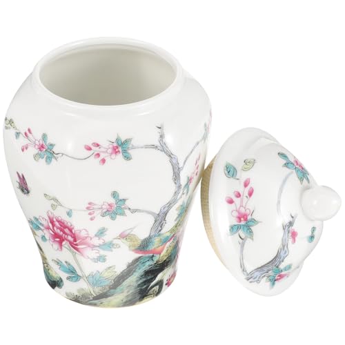 TOVINANNA Ceramic Tea Canister with Airtight Lid and Flower Bird Pattern, Delicate and Unique Decorative Jar for Home Use, for Storing Nuts, Coffee, and Loose Tea
