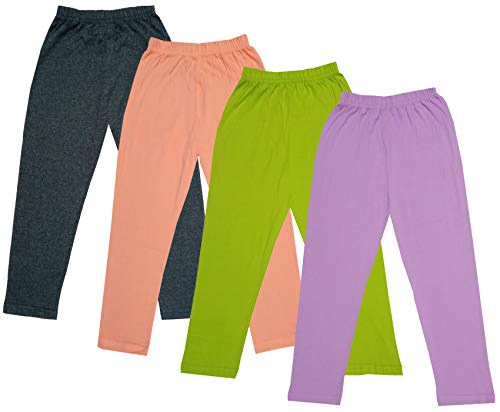 Image of IndiWeaves Girls Super Soft Cotton Solid Capri Pants (Purple, Green, Peach, Grey, 10-12 Years) Pack of 4
