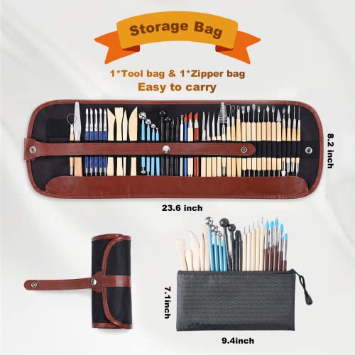 52 Pcs Pottery Clay Sculpting Tool Set Contains 2 Bags, Dual-Sided Ceramic Carving Tools - Perfect for Pottery Modeling, Smoothing, and Suitable for Beginners, Professionals and Students