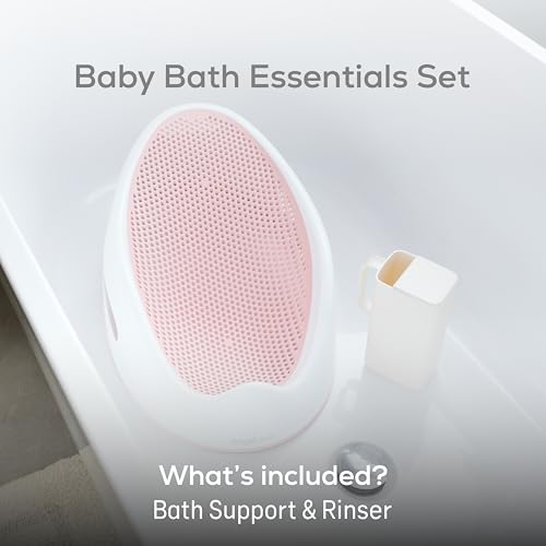 Image of Angelcare Soft-Touch Baby Bath Support & Rinser Bundle, Pink