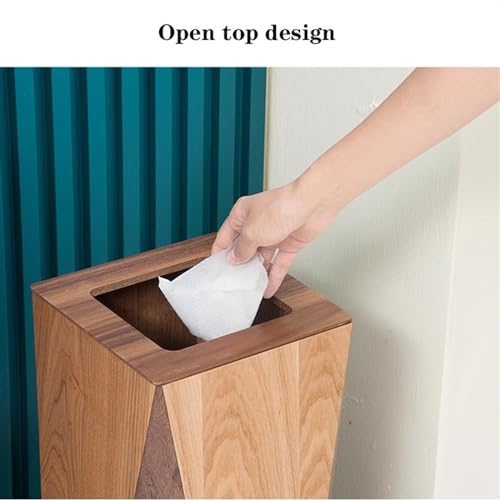 Cubo de basura de madera con tapa abatible y contenedor interior s 4