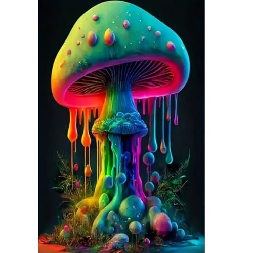 CXYQLC DIY 5D Diamond Painting Kits for Adults Diamond Art Colored Mushrooms Diamond Painting Full Drill Crystal Rhinestone Embroidery Craft Kits for Home Wall Decor Gifts 11.8x15.7inch
