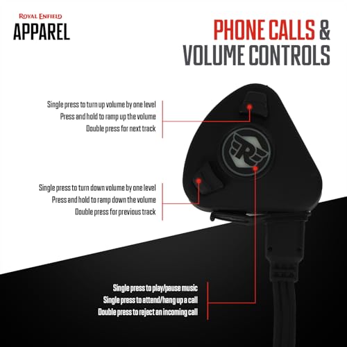 Image of Royal Enfield Motowave X2 Helmet Bluetooth |with Bluetooth 5.3 | Enhanced Noise Filtering |Voice-Audio tech | 16+ Hours Playback Time | IP67 Waterproof Protection | Black One Size
