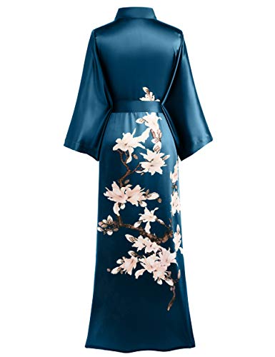 Image of BABEYOND Kimono Robe Cover up with Box Long Floral Satin Sleepwear Silky Bathrobe Bachelorette Robe