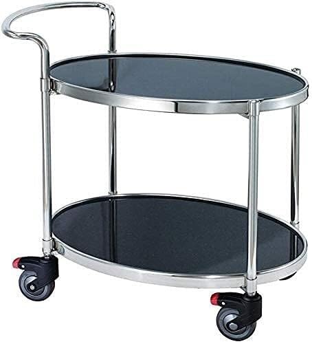 Chariot de service hôtelier en acier inoxydable avec 2 étagères, roues verrouillables, poignée ergonomique, étagères ignifuges, 92 x 48 x 97 cm, idéal pour l'hôtellerie et la restauration