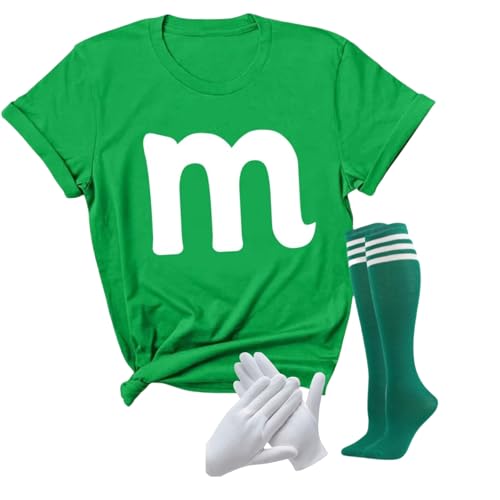 YOKVAN Womens Easy Costumes M T-Shirts Halloween Team Groups Chocolates Candy Costume Tops Kelly Green L