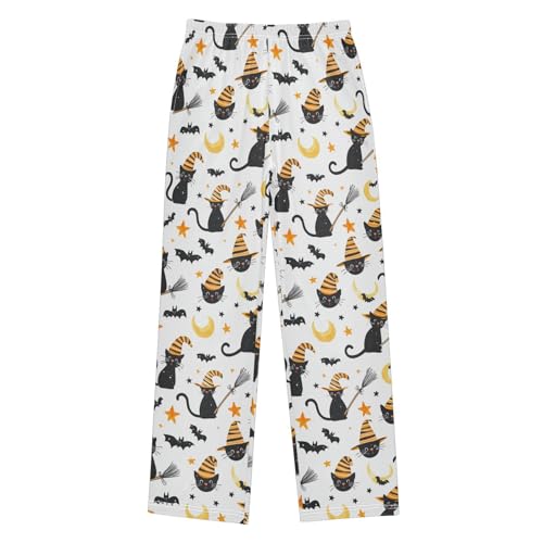 Halloween Cute Black Cat Boys Pants for Kids Jogger Pants with Pockets S