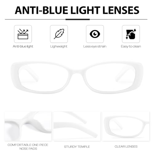 Image of DreamCalf Rectangle Fake Glasses for Women Trendy Y2K Office-Siren Blue Light Glasses with Clear Lenses