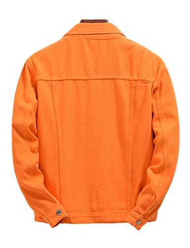 Dsdz Mens Classic Slim Fit Trucker Jean Denim Jacket Coat (Large, Orange) #TOP1