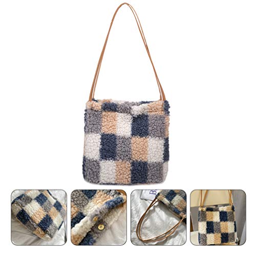 KESYOO Bolsa de PelÃºcia Crossbody Bolsa de Ombro Xadrez Lindo Desenho Animado de PelÃºcia Ombro Cru