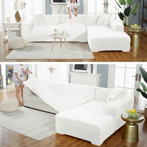 Housse de canapé 3 places en velours blanc extensible quatre saisons - 6