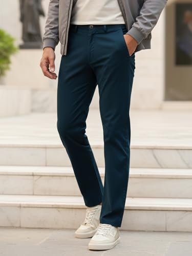 Image of Urbano Fashion Men's Cotton Light Weight Non-Stretch Slim Fit Casual Trousers