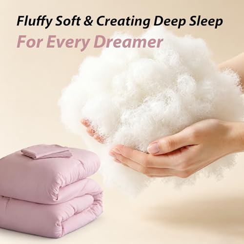 Image of weigelia Super-Soft Micorfiber Comforter Set - King Size Pink Lightweight Warmth Comforter for All Season Use, Machine Washable Pink Bedding Set (1 Comforter, 2 Pillowcases)
